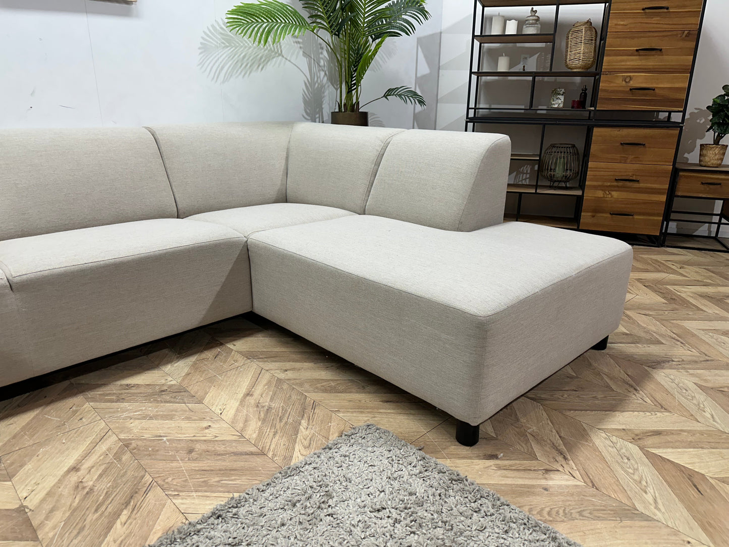 SoTrue Beige Stoffen U Zetel ~ Vaste Kussens