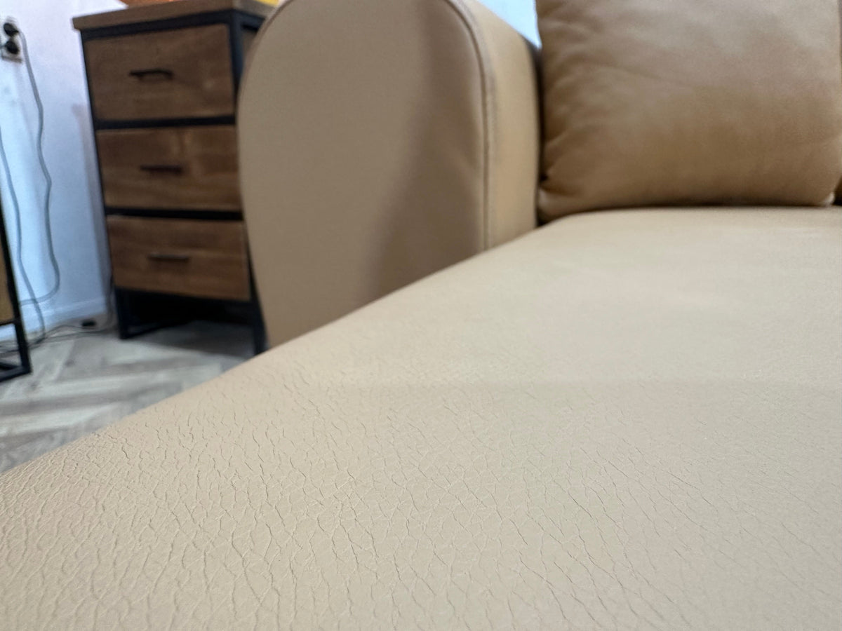 Licht Bruine Leather Look U Zetel ~ Slaapfunctie