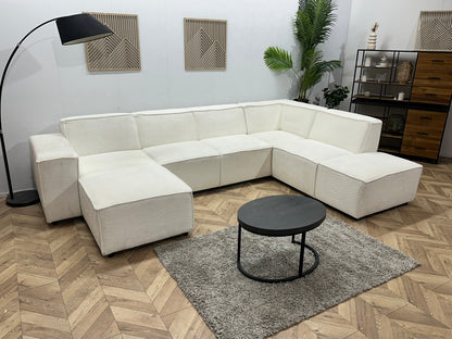 !Showroommodel! Witte Bouclé Stoffen U Zetel
