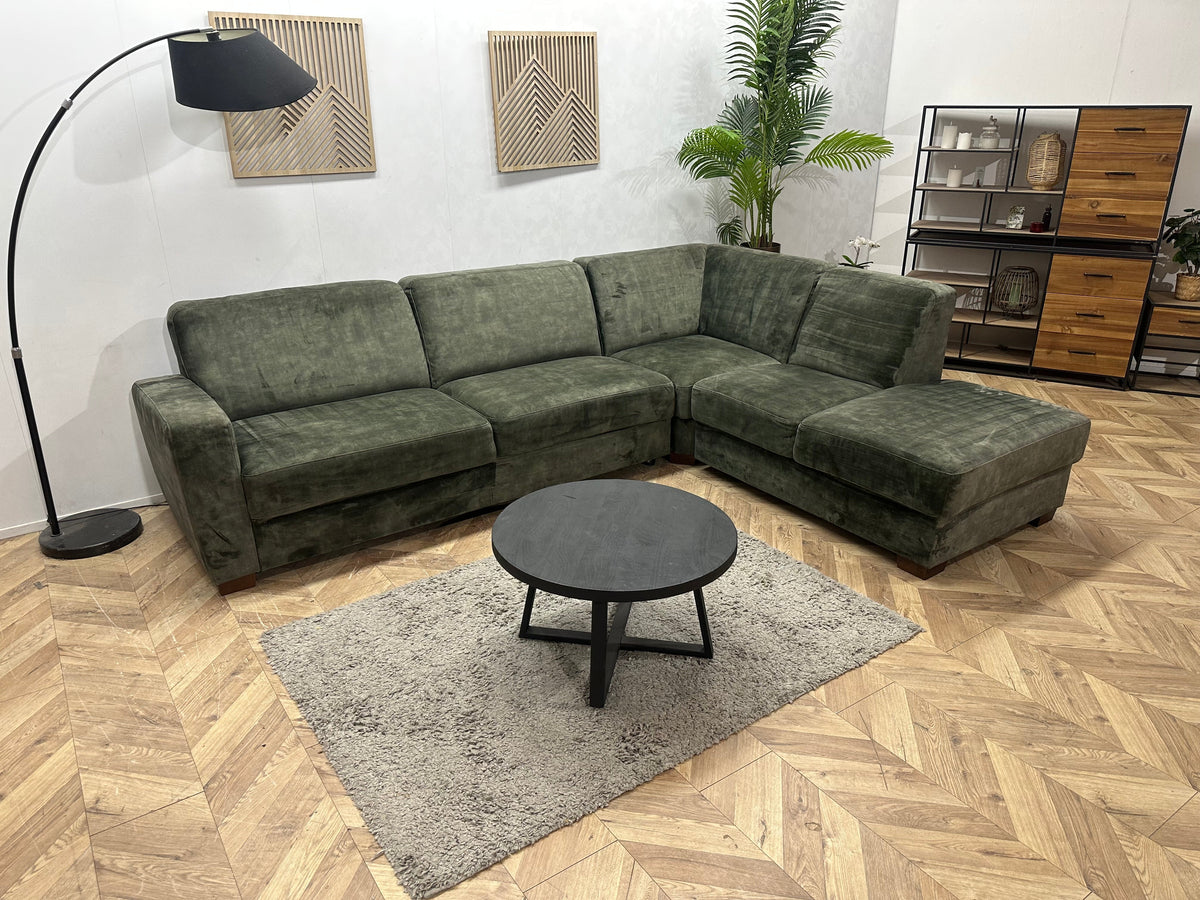Groene Velvet Hoekzetel ~ Vaste Kussens
