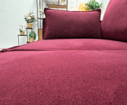 Bordeaux Rode Velvet Hoekzetel ~ Slaapfunctie