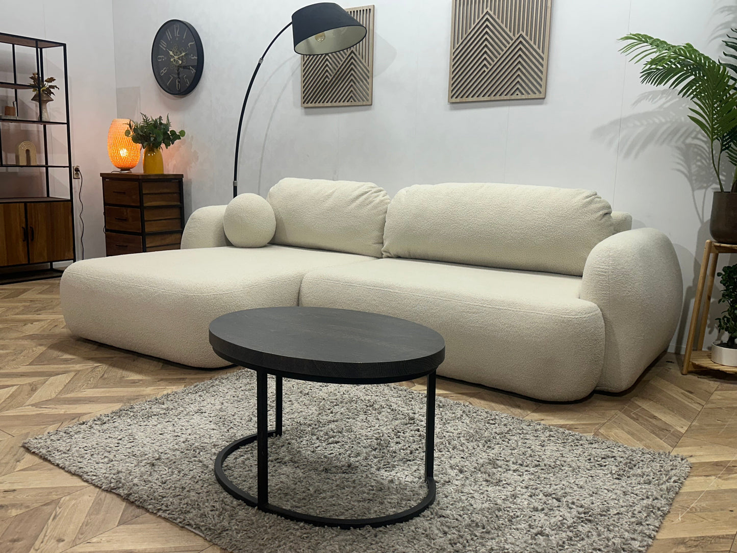 !Showroommodel! Witte Bouclé Stoffen Hoekzetel