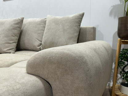 !Showroommodel! Crème Velvet U Zetel ~ Losse Ribstof Rugkussens