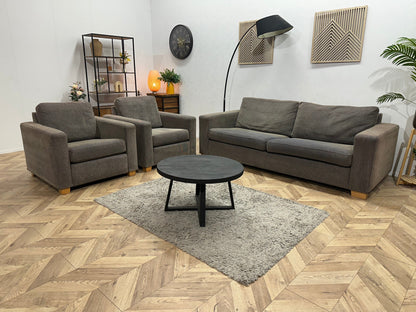 Grijze/Bruine 2.5-Zits Zetel Inc Fauteuils ~ Losse Kussens Met Afneembare Hoezen