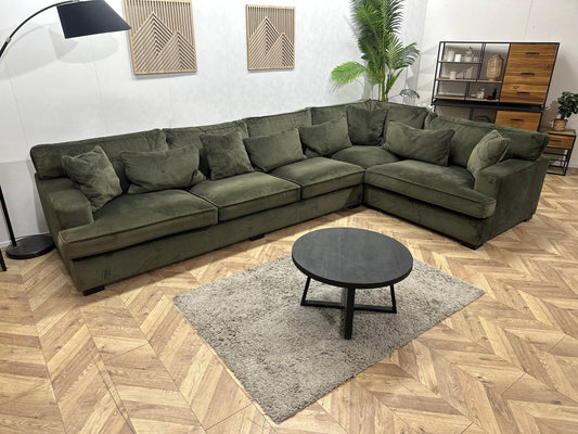 Groene Velvet Ruime Hoekzetel ~ Losse Kussens Met Afneembare Hoezen