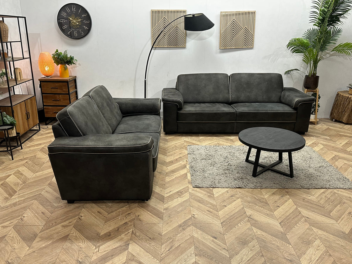 Antraciet Suède Stoffen Zetels Set ~ Vaste Kussens