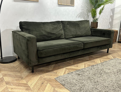 Woood Donker Groene Velvet 2.5-Zits Zetel ~ Losse Kussens Met Afneembare Hoezen