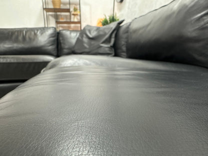 N-Joy Zwarte Leather Look Hoekzetel ~ Losse Kussens Met Afneembare Hoezen