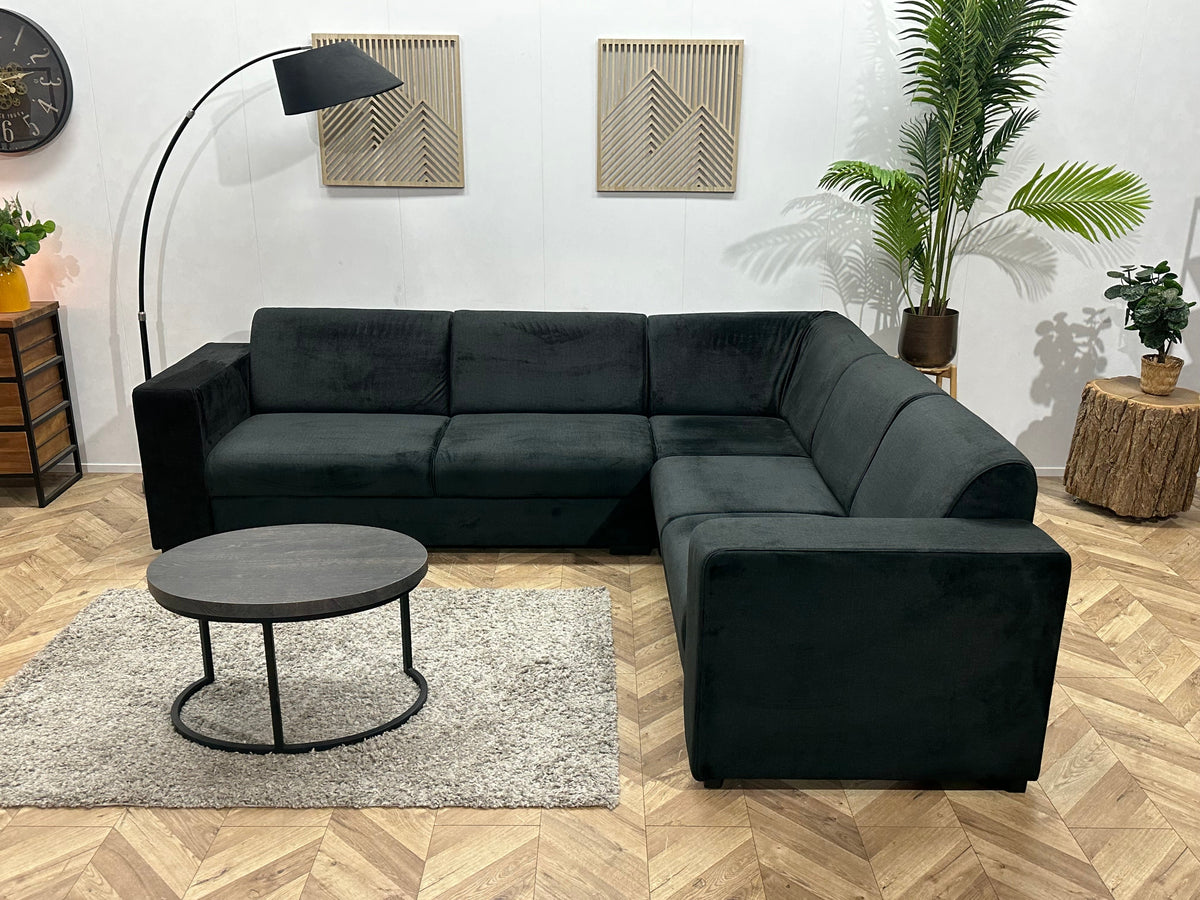 !Showroommodel! Zwarte Velvet Hoekzetel