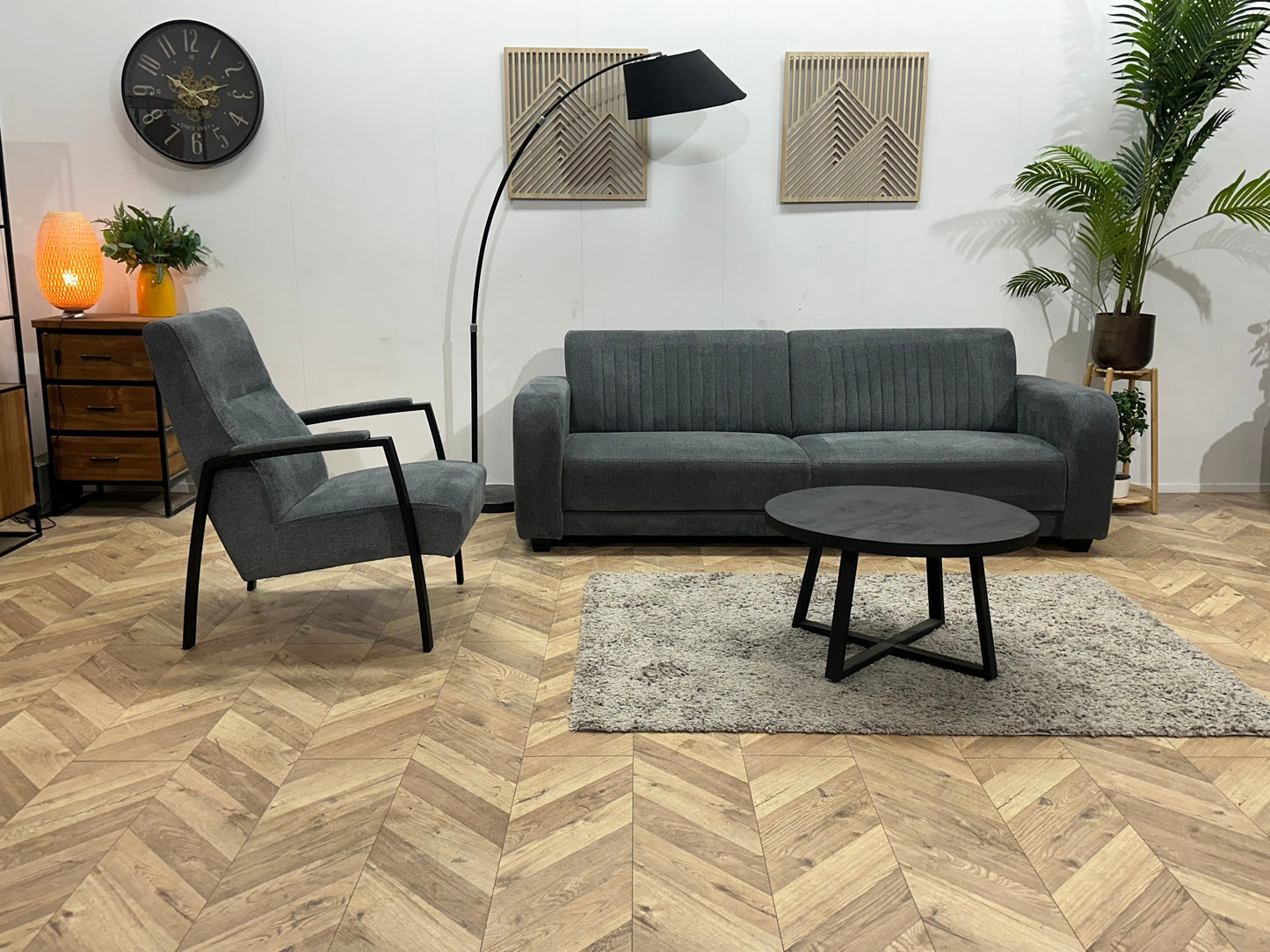 Grijze Suède Stoffen Zetels Set ~ Vaste Kussens