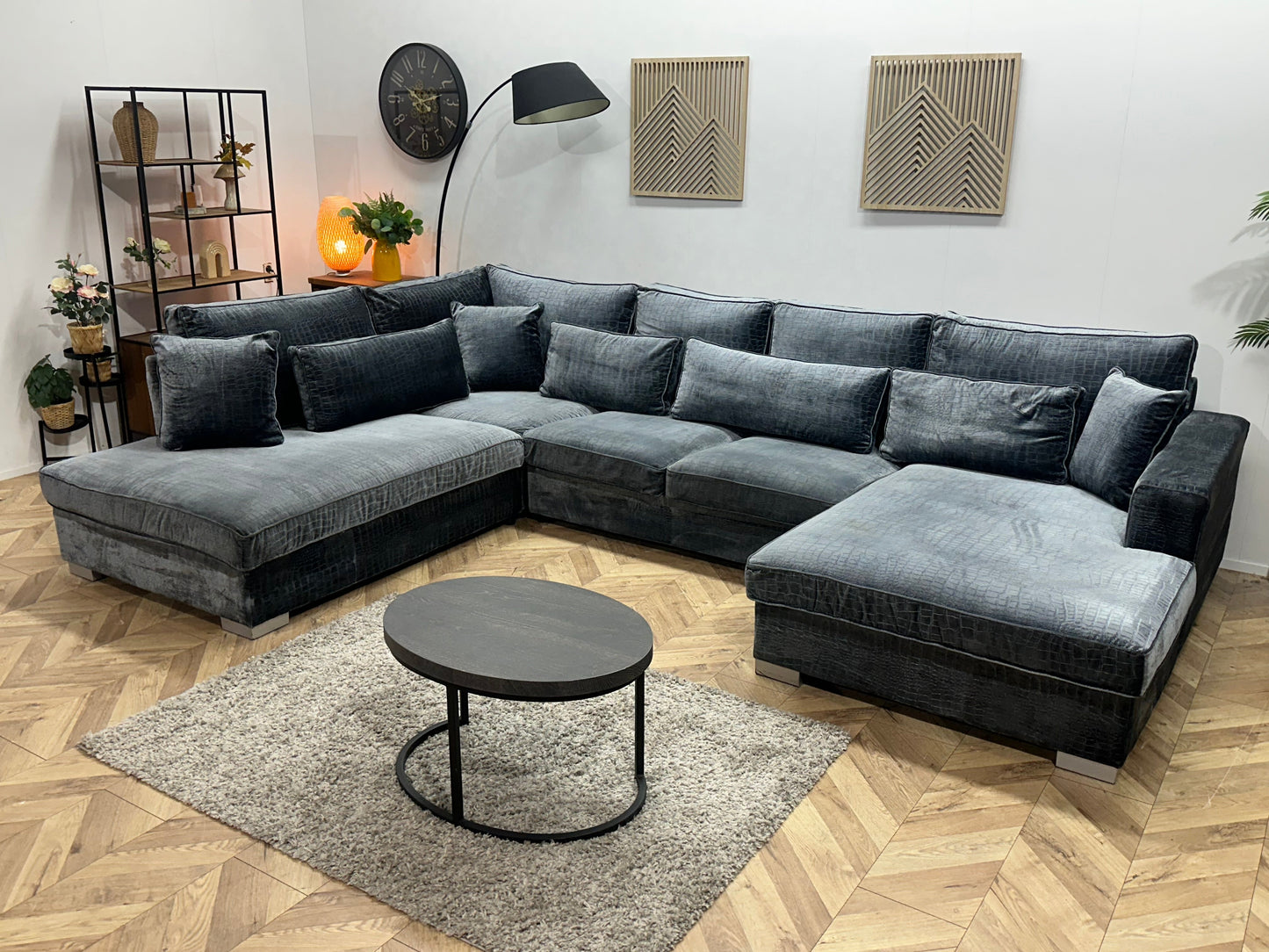 Blauwe Croco Stoffen U Zetel ~ Losse Kussens Met Afneembare Hoezen