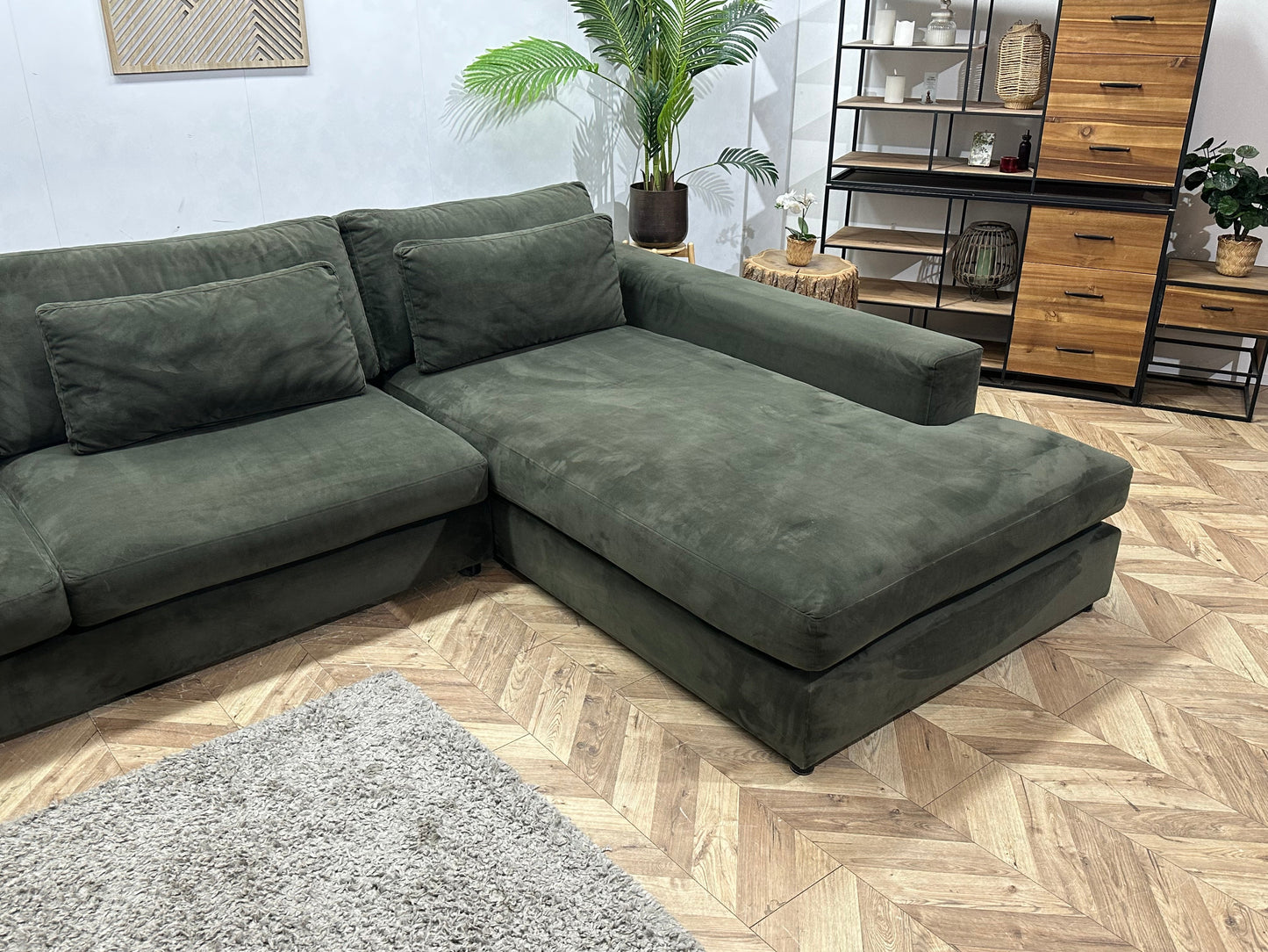 Donker Groene Velvet Ruime Hoekzetel ~ Losse Kussens Met Afneembare Hoezen