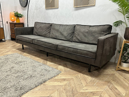Be Pure Antraciet Suède Stoffen 3-Zits Zetel Inc Hocker ~ Losse Kussens Met Afneembare Hoezen