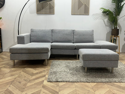 Licht Grijze Design Hoekzetel Inc Hocker ~ Losse Kussens Met Afneembare Hoezen