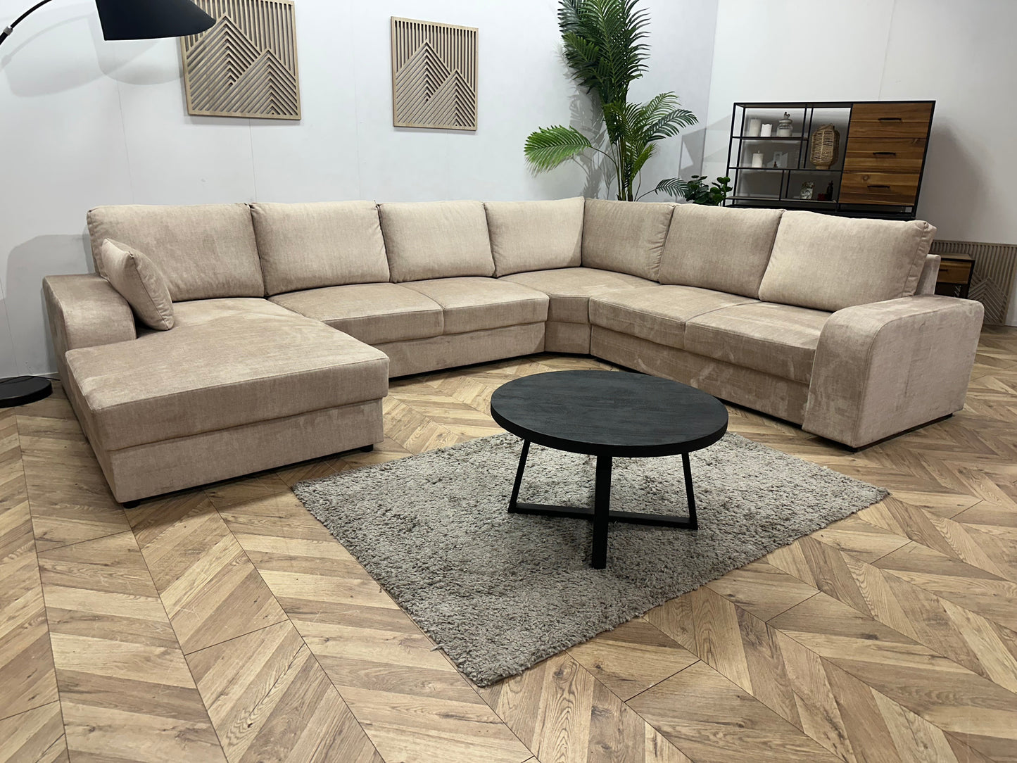 !Showroommodel! Beige Velvet U Zetel