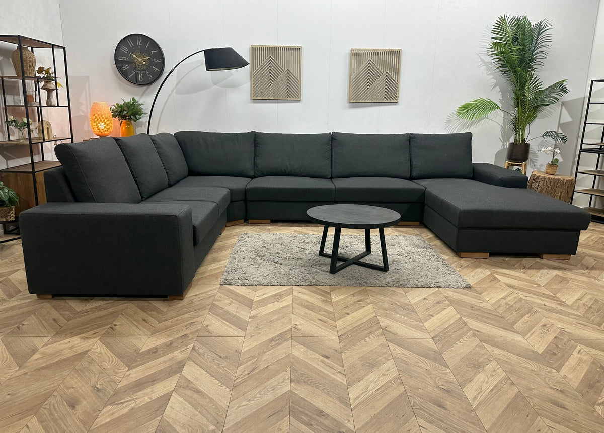 Antraciet U Zetel ~ Losse Rugkussens Met Afneembare Hoezen