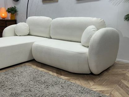 !Showroommodel! Witte Velvet Hoekzetel ~ Slaapfunctie