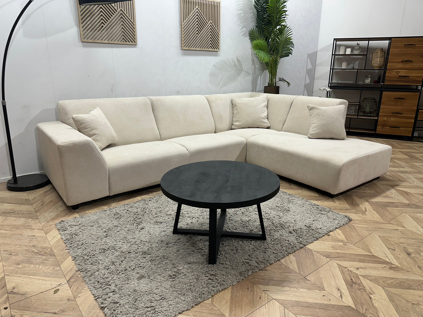 !Showroommodel! Crème Suède Stoffen Hoekzetel