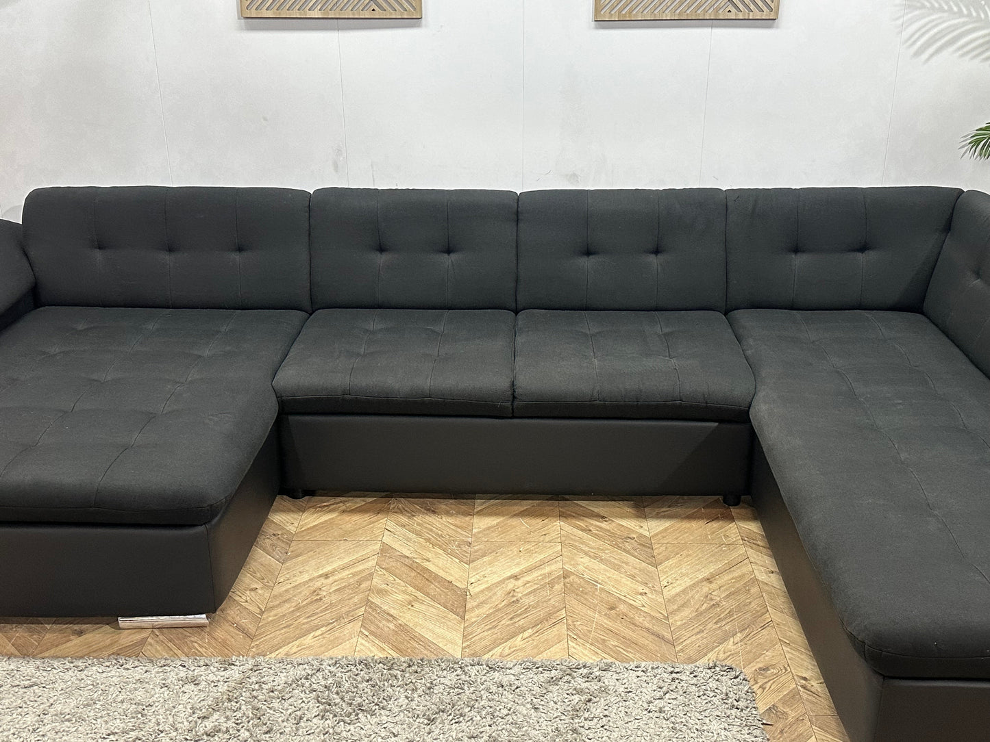 !Showroommodel! Zwarte Stoffen/Lederen U Zetel