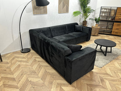 !Showroommodel! Zwarte Velvet Hoekzetel