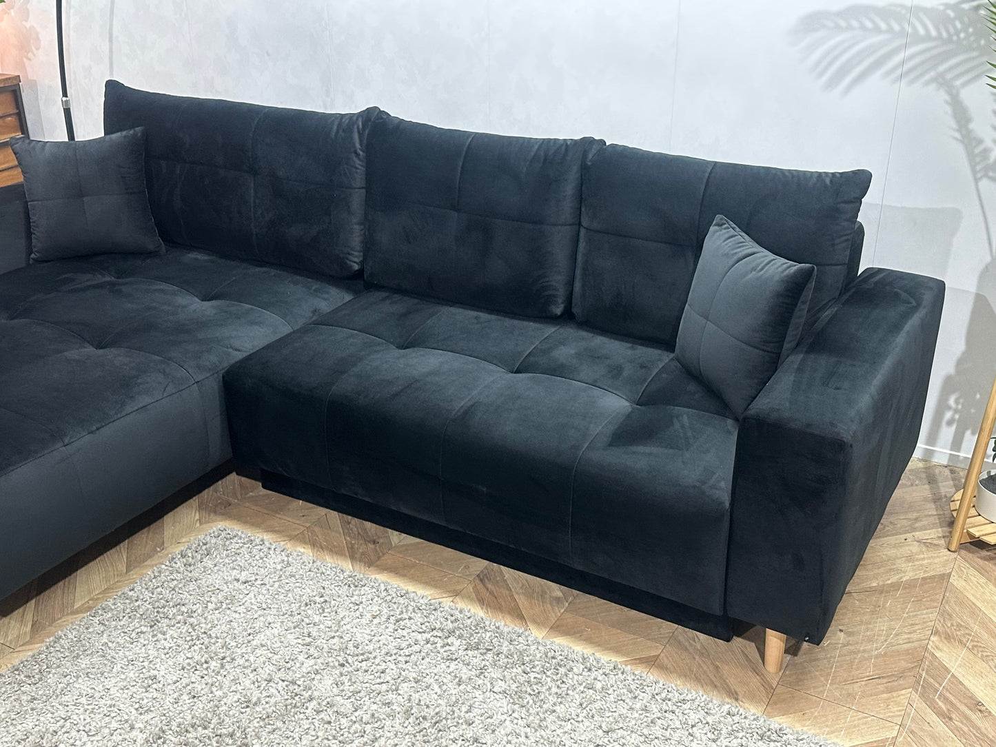 !Showroommodel! Zwarte Velvet Hoekzetel