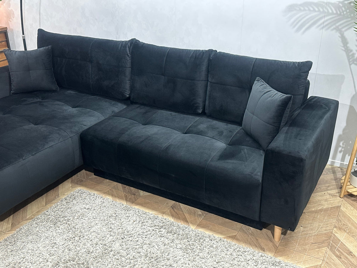 !Showroommodel! Zwarte Velvet Hoekzetel