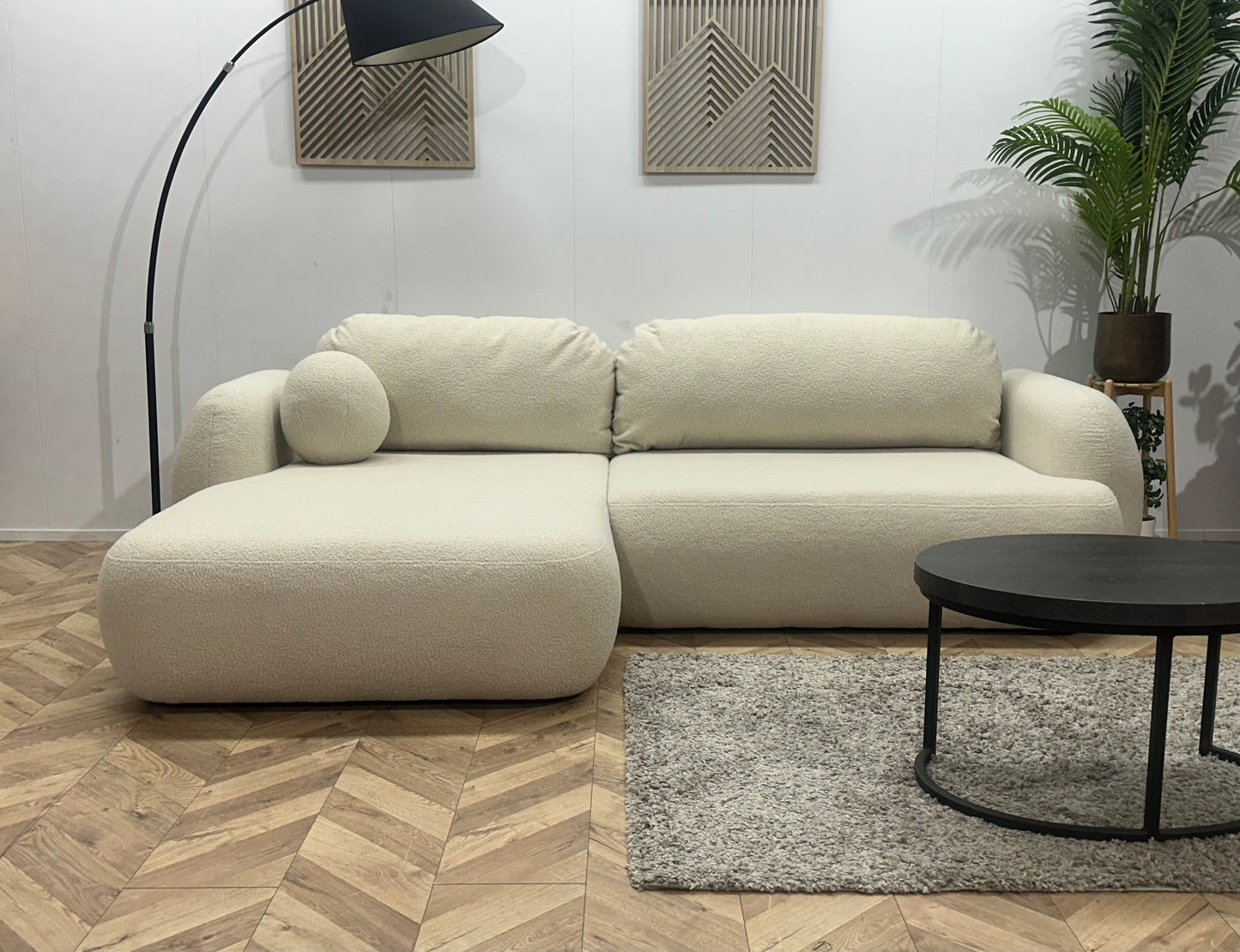 !Showroommodel! Witte Bouclé Stoffen Hoekzetel