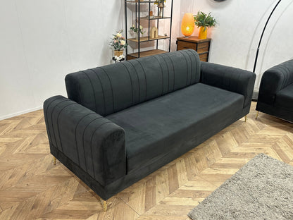 Zwarte Velvet Zetels Set ~ Vaste Kussens
