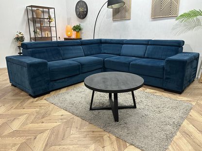 Blauwe Velvet Hoekzetel ~ Verstelbare Hoofdsteunen