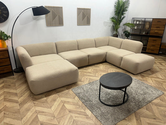 !Showroommodel! Beige Bouclé Stoffen U Zetel