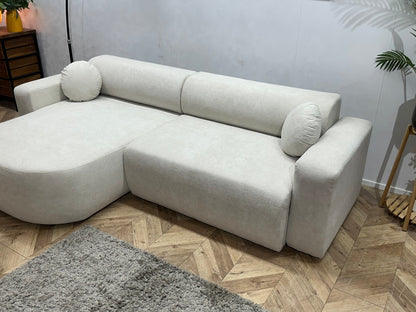 !Showroommodel! Witte Velvet Hoekzetel ~ Slaapfunctie