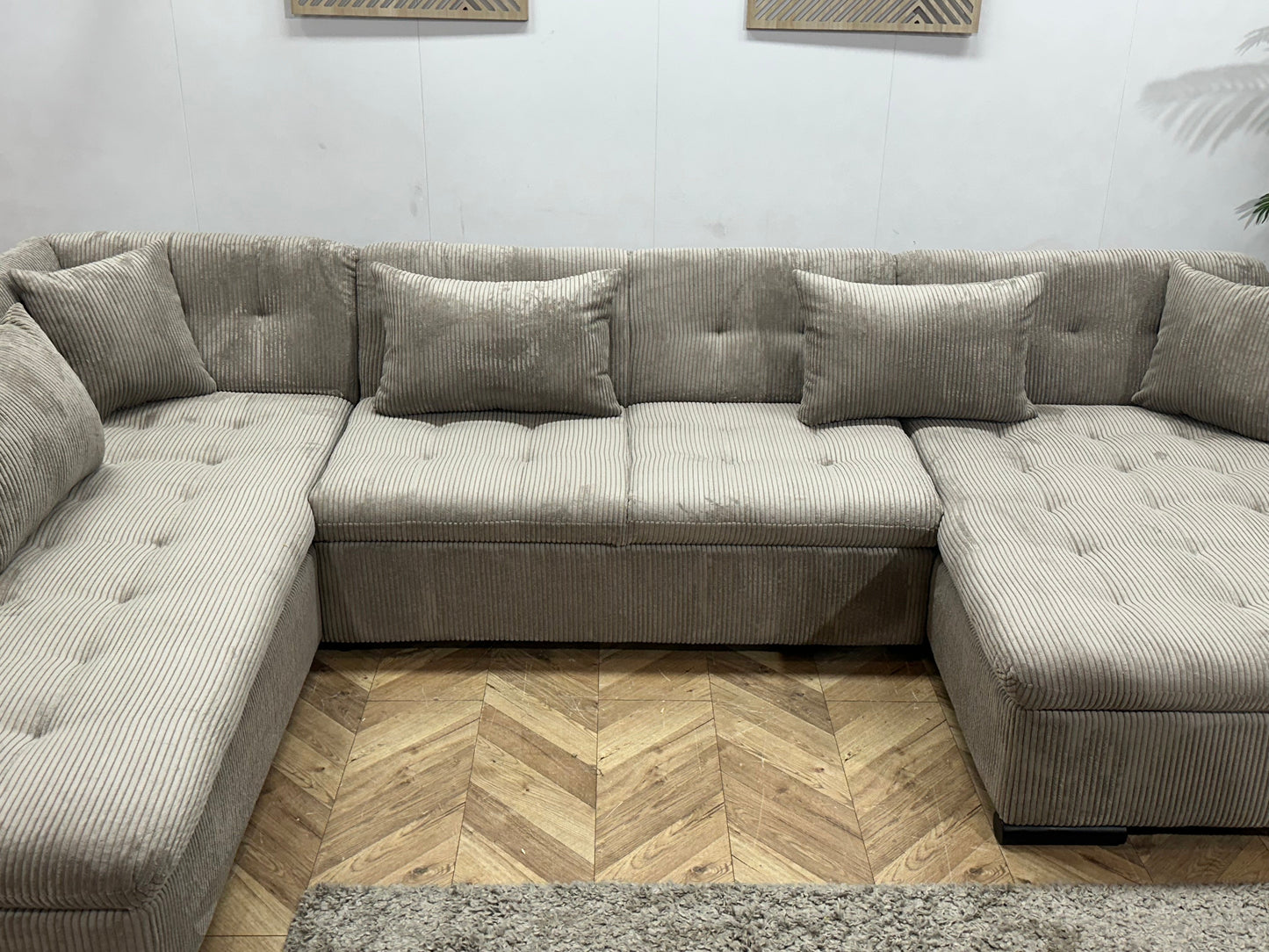 !Showroommodel! Licht Bruine Ribstof U Zetel