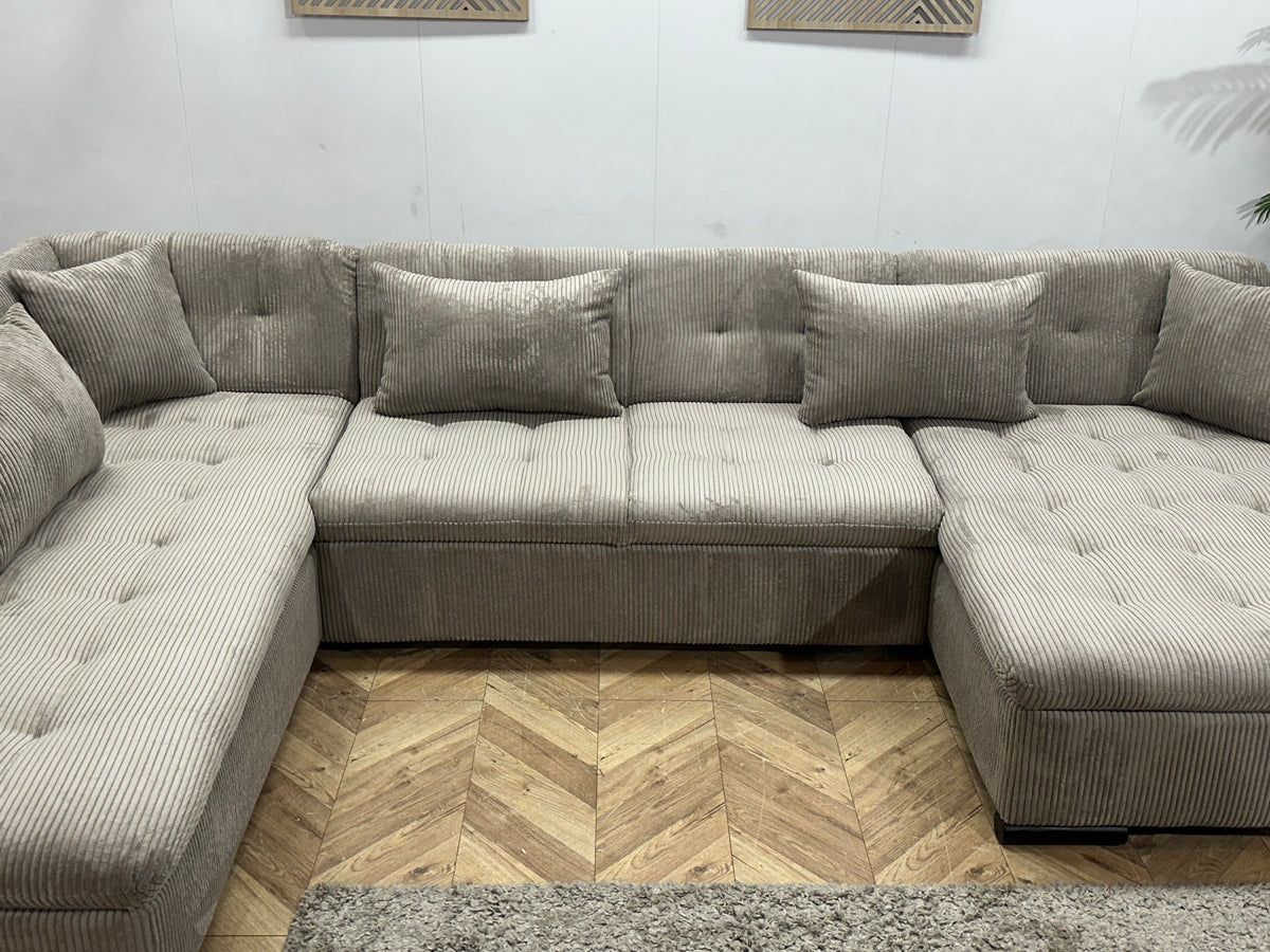 !Showroommodel! Licht Bruine Ribstof U Zetel