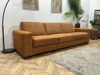 Cognac Bruine Suède Stoffen 3-Zits Zetel Inc Hocker ~ Inruilvoordeel