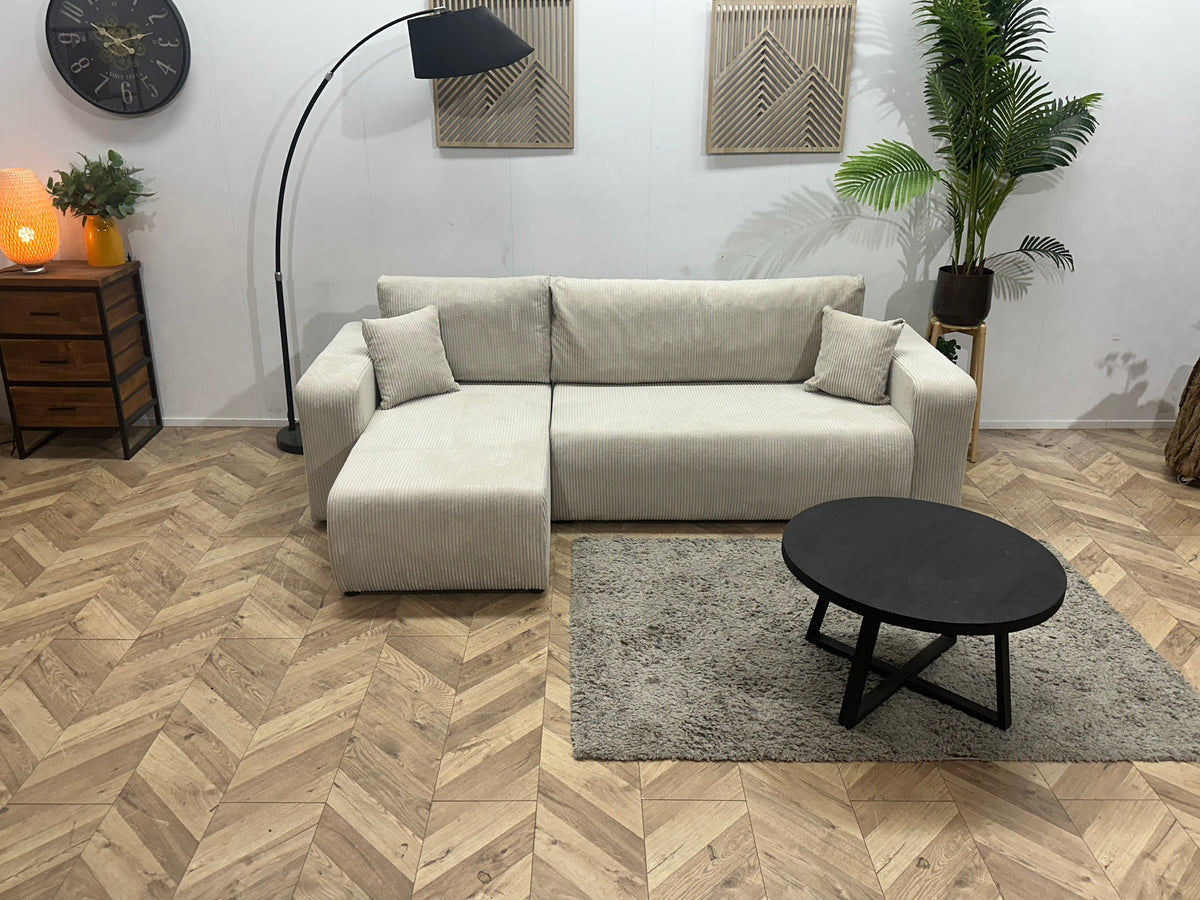!Showroommodel! Witte Ribstof Hoekzetel ~ Meerdere Opstellingen