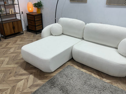!Showroommodel! Witte Velvet Hoekzetel ~ Slaapfunctie