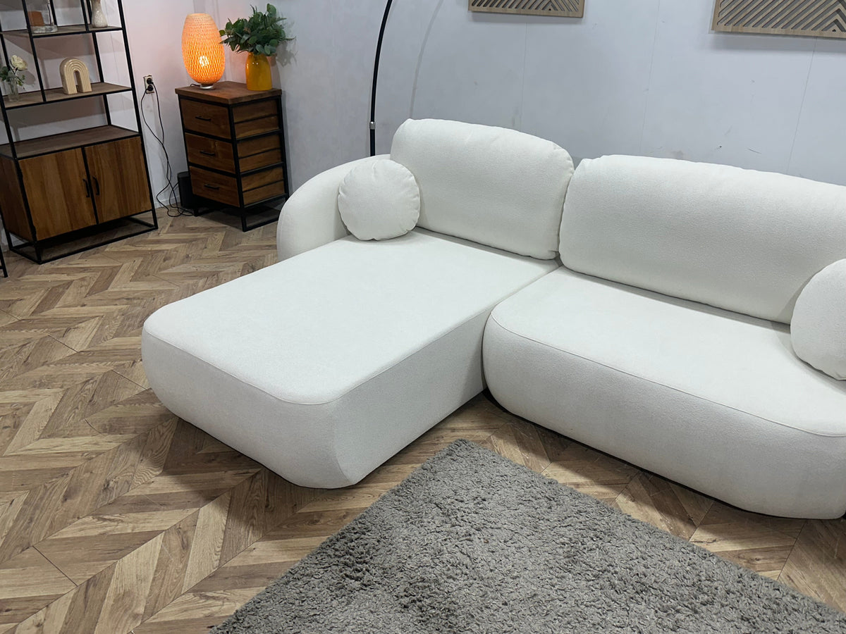 !Showroommodel! Witte Velvet Hoekzetel ~ Slaapfunctie