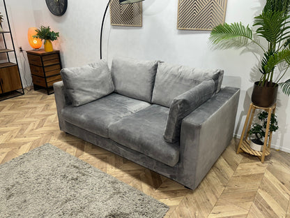 Licht Grijze Velvet 2.5-Zits Zetel ~ Losse Kussens Met Afneembare Hoezen