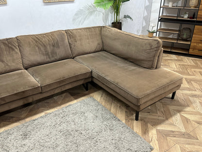 Lifestyle Home Collection Bruine Velvet Hoekzetel ~ Losse Kussens Met Afneembare Hoezen