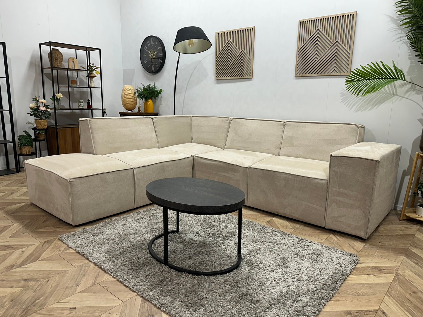 !Showroommodel! Crème Suède Stoffen Hoekzetel