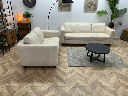 Natuzzi Crème Echt Lederen Zetels Set ~ Losse Rugkussens