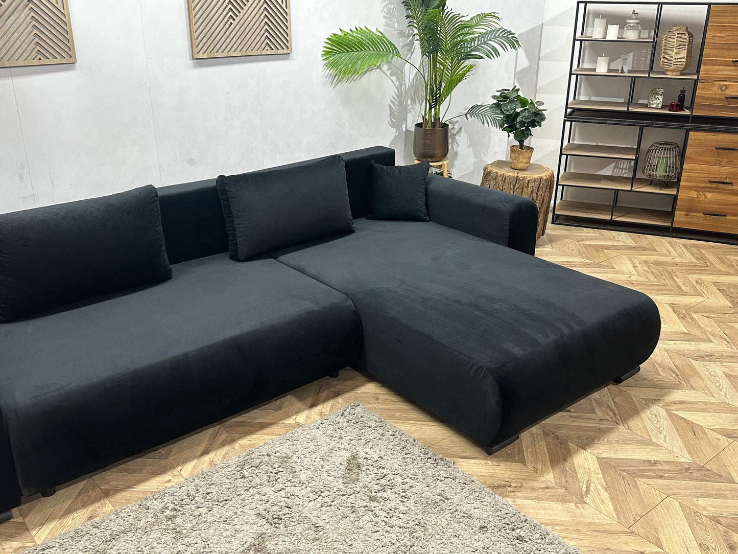 !Showroommodel! Zwarte Velvet Hoekzetel