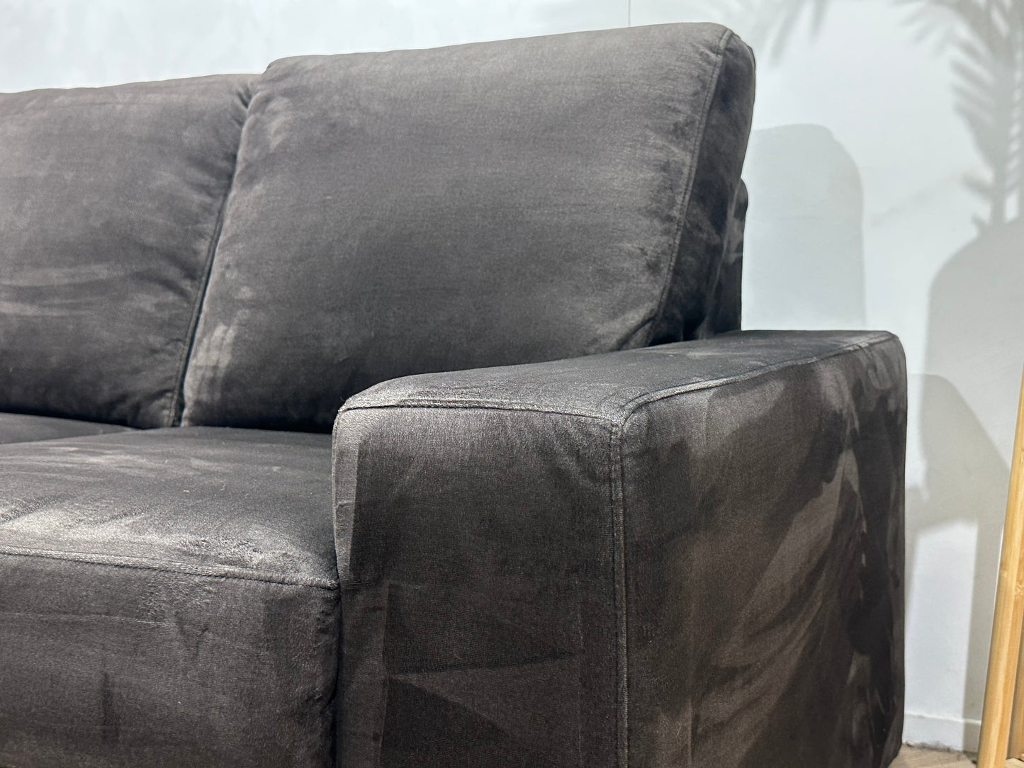 Antraciet Velvet Hoekzetel ~ Losse Rugkussens Met Afneembare Hoezen