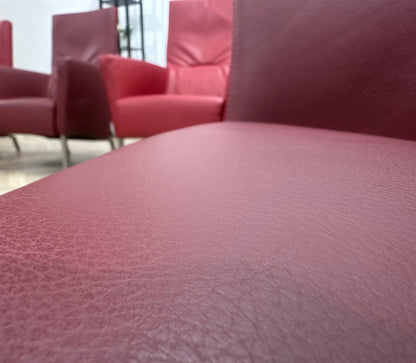 Rode Echt Lederen Stoelen Set