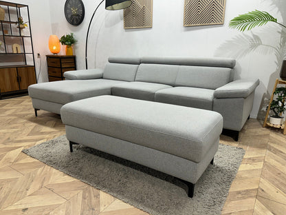 Licht Grijze Hoekzetel Inc Hocker ~ Verstelbare Arm/Hoofdsteunen