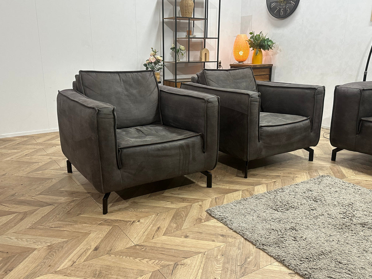 Antraciet Suède Stoffen Zetels Set ~ Losse Rugkussens Met Afneembare Hoezen