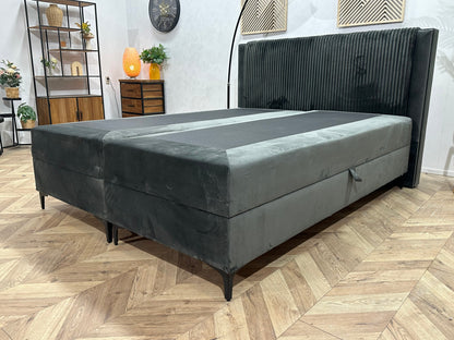 !Showroommodel! Antraciet Velvet Boxspring Inc Topper