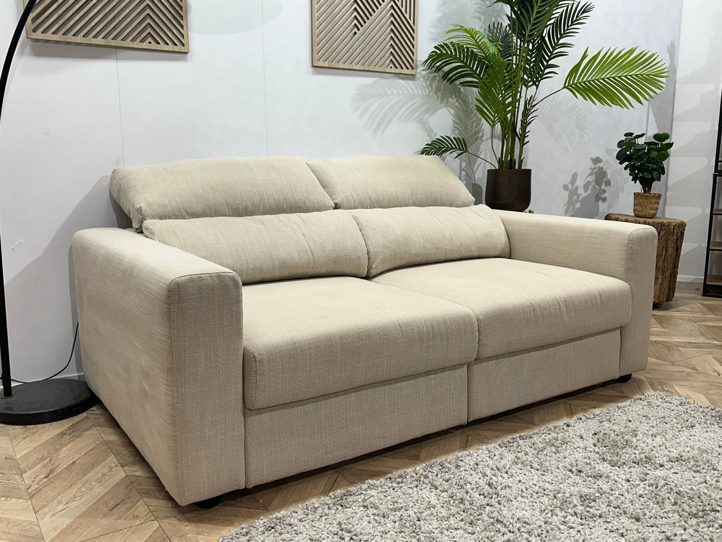 Beige 2.5-Zits Zetel ~ Verstelbare Hoofdsteunen