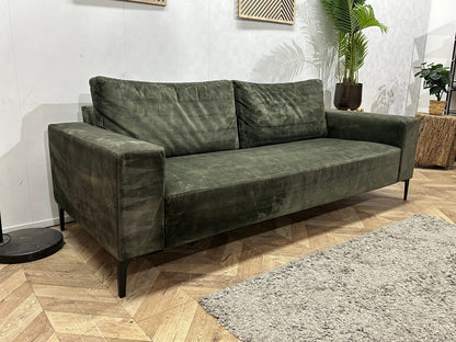 Groene Velvet 2.5-Zits Zetel Inc Hocker ~ Losse Rugkussens Met Afneembare Hoezen