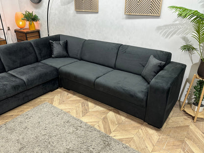 !Showroommodel! Zwarte Velvet Hoekzetel